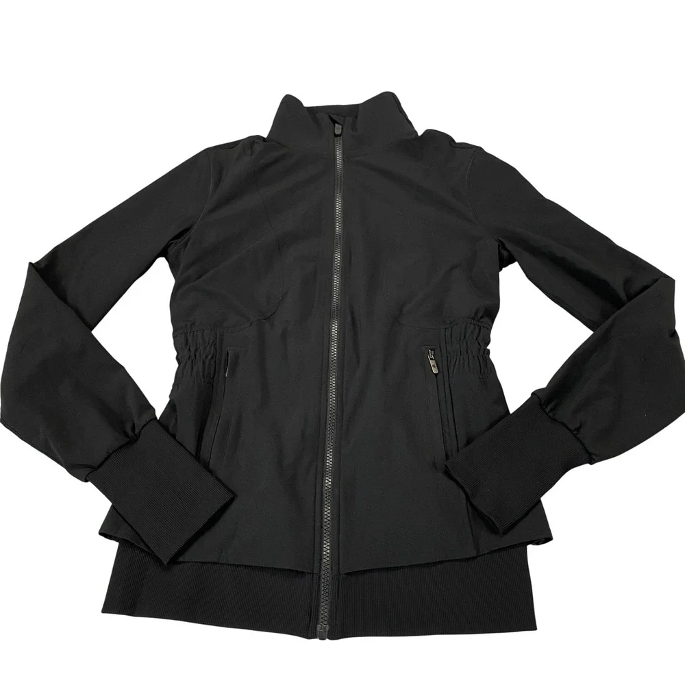 Lululemon Sights Seen Athletic Jacket Size‎ 4 Black Thumbholes Pocket